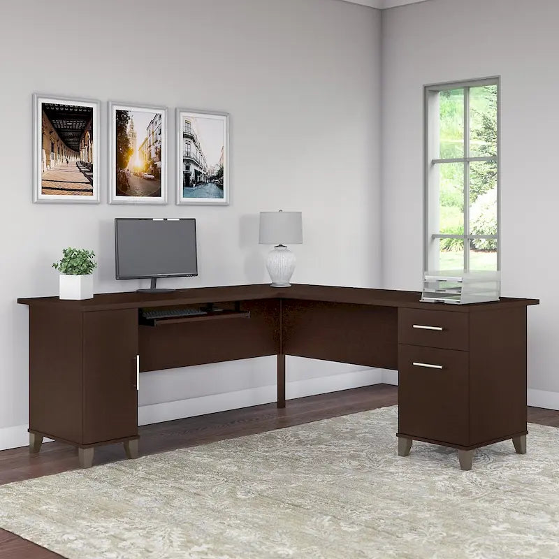 72-Inch L-Shaped Desk with Storage
