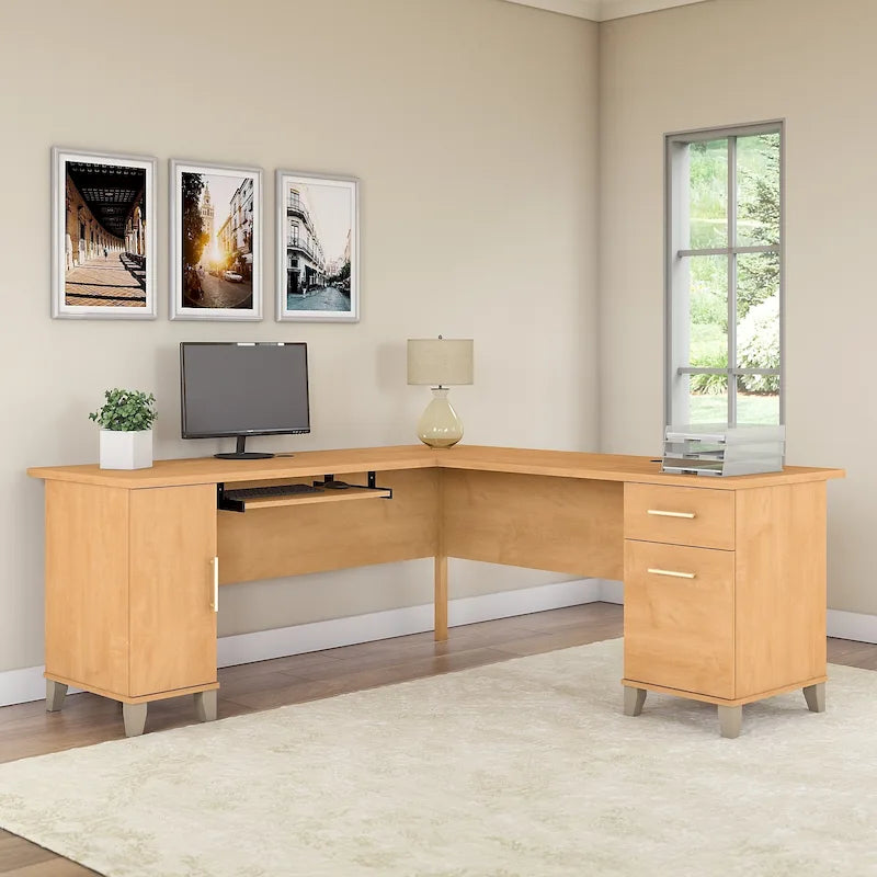 72-Inch L-Shaped Desk with Storage