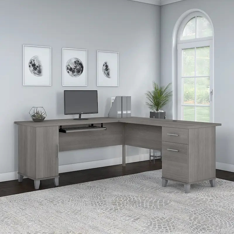 72-Inch L-Shaped Desk with Storage
