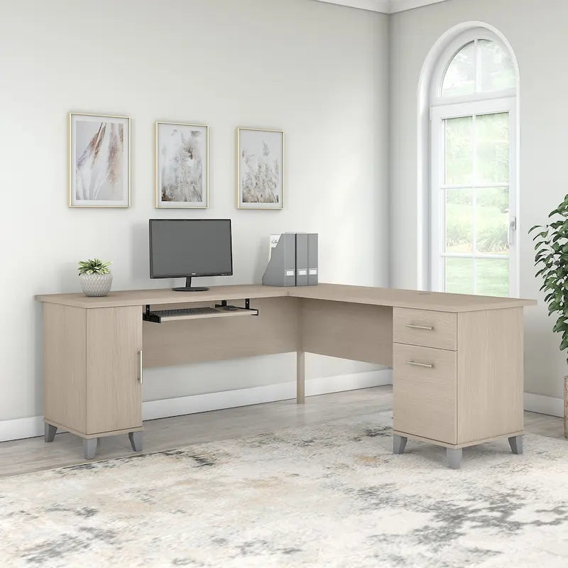 72-Inch L-Shaped Desk with Storage