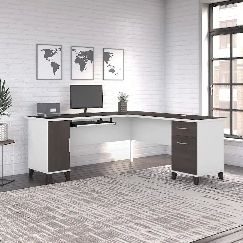 72-Inch L-Shaped Desk with Storage