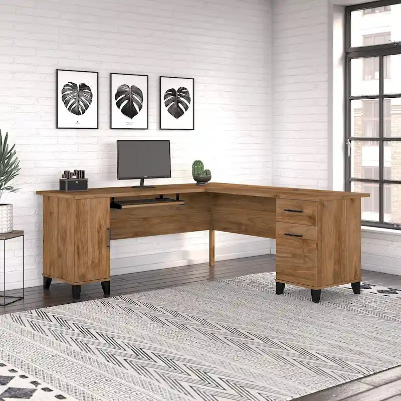 72-Inch L-Shaped Desk with Storage
