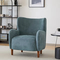 Velvet Upholstered Wingback Club Chair with Wood Legs