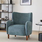 Velvet Upholstered Wingback Club Chair with Wood Legs
