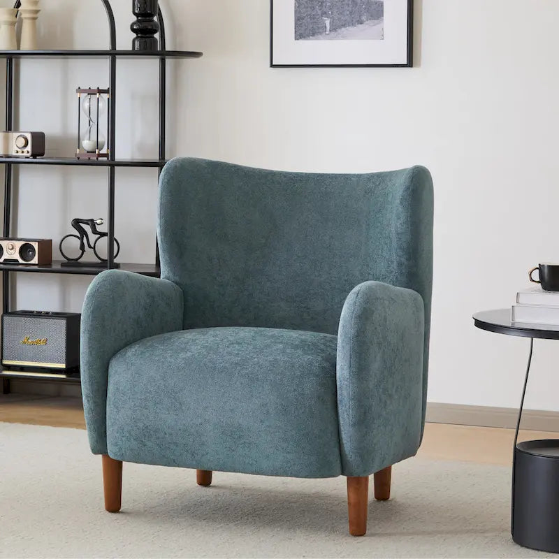 Christopher Knight Home - Parmelee Upholstered Wingback Club Chair with Plush Velvet and Solid Wood Legs