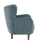 Velvet Upholstered Wingback Club Chair with Wood Legs
