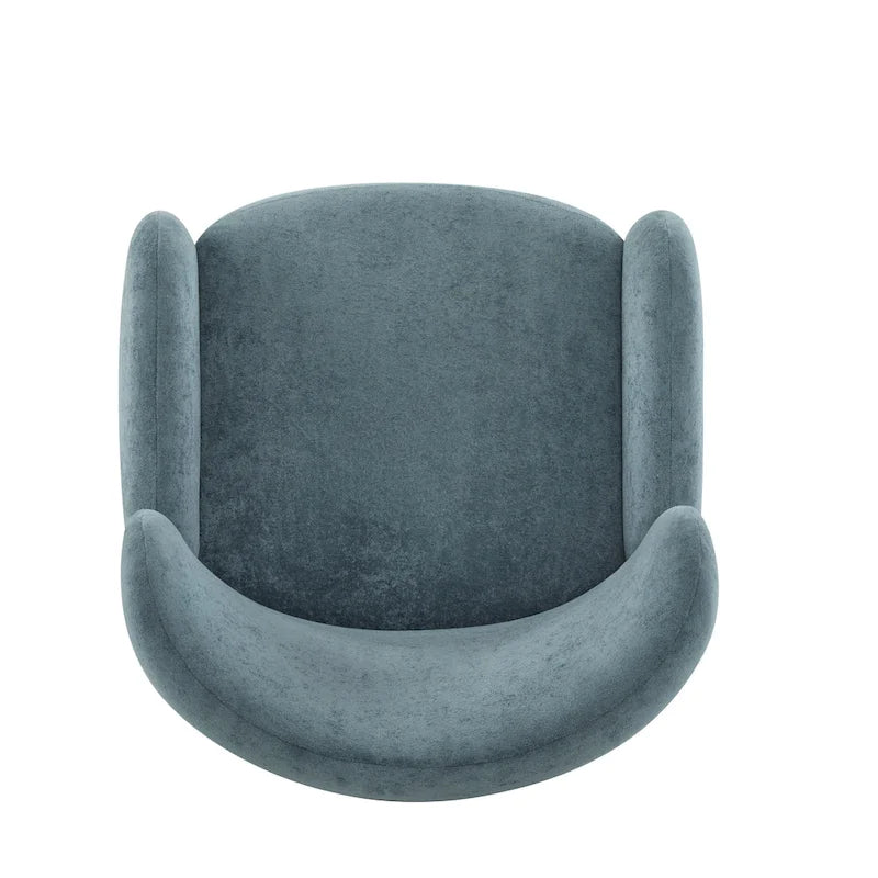 Velvet Upholstered Wingback Club Chair with Wood Legs