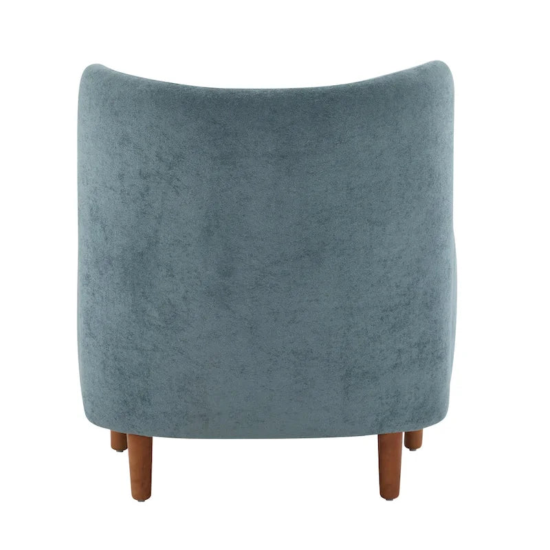 Velvet Upholstered Wingback Club Chair with Wood Legs