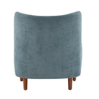Velvet Upholstered Wingback Club Chair with Wood Legs