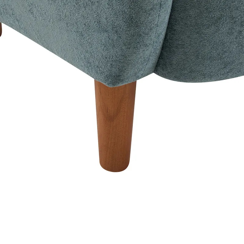 Velvet Upholstered Wingback Club Chair with Wood Legs