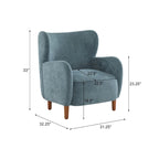 Velvet Upholstered Wingback Club Chair with Wood Legs