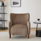 Velvet Upholstered Wingback Club Chair with Wood Legs