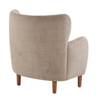 Velvet Upholstered Wingback Club Chair with Wood Legs