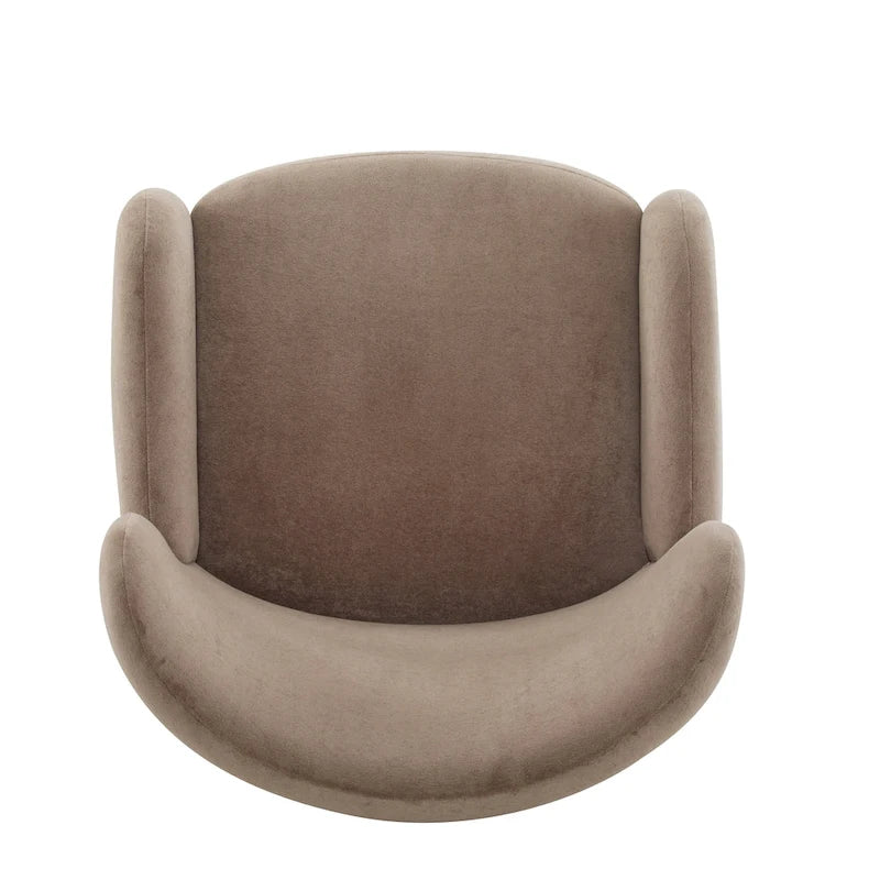 Velvet Upholstered Wingback Club Chair with Wood Legs