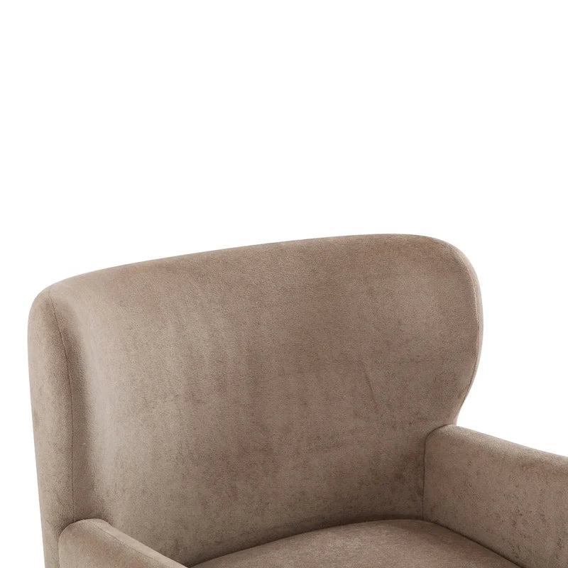 Velvet Upholstered Wingback Club Chair with Wood Legs