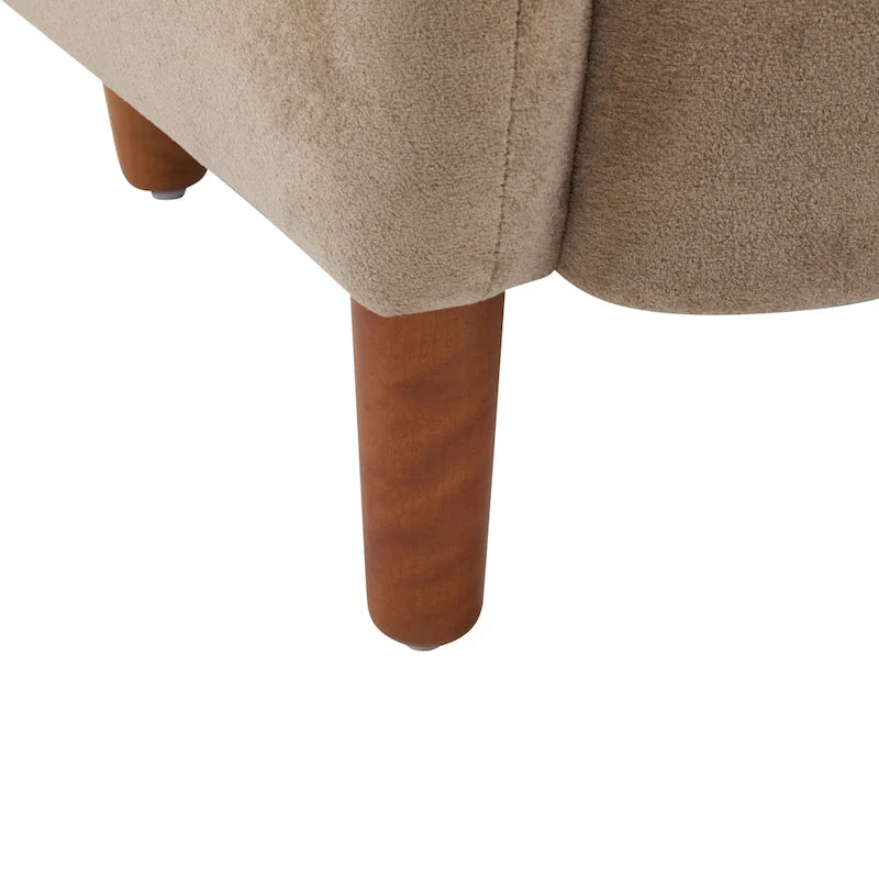 Velvet Upholstered Wingback Club Chair with Wood Legs