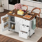 Isola da cucina con rotelle, piano ribaltabile e spazio contenitore