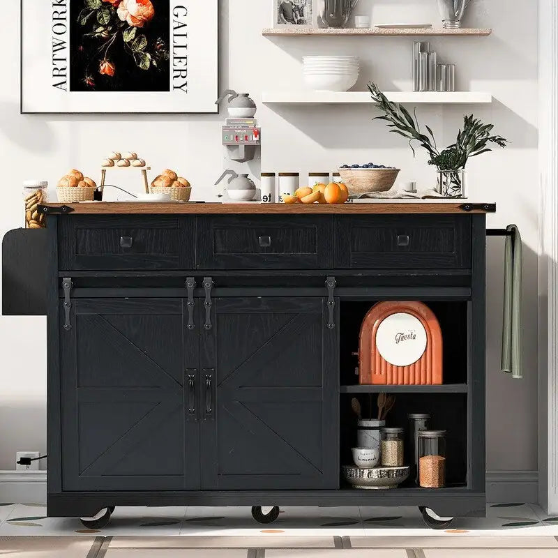 Isola da cucina con rotelle, piano ribaltabile e spazio contenitore