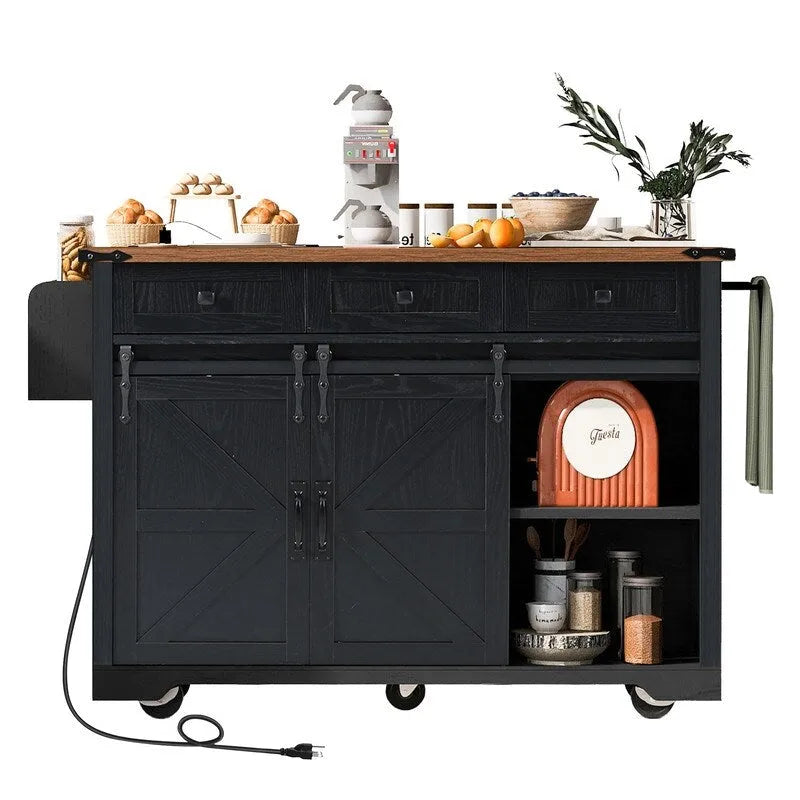 Isola da cucina con rotelle, piano ribaltabile e spazio contenitore