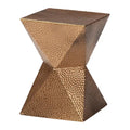 Bronze Textured Metal Side Table with Hourglass Base