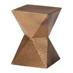 Bronze Textured Metal Side Table with Hourglass Base