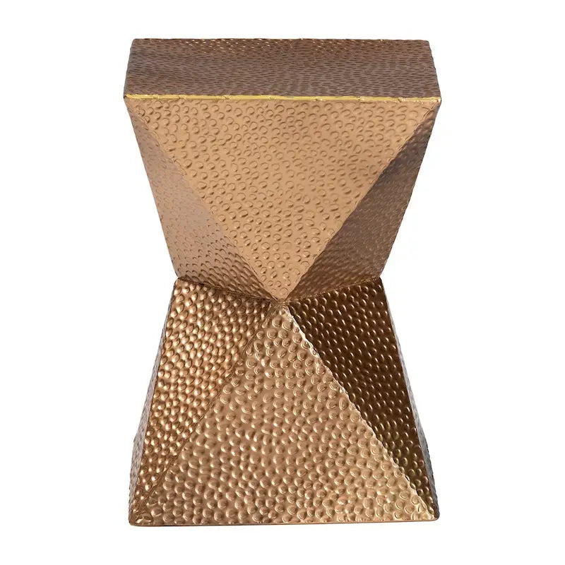Bronze Textured Metal Side Table with Hourglass Base