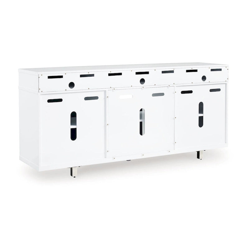 72-Inch TV Media Console with Storage, White and Black