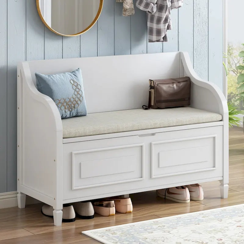 Entryway Storage Bench with Removable Cushion