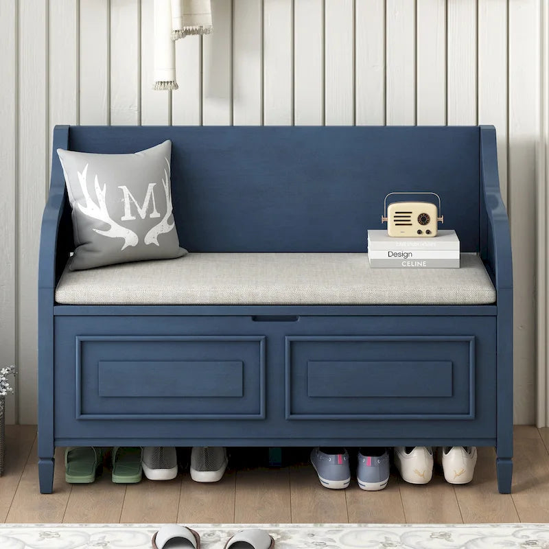 Entryway Storage Bench with Removable Cushion