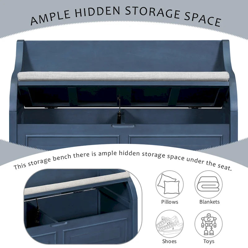Entryway Storage Bench with Removable Cushion