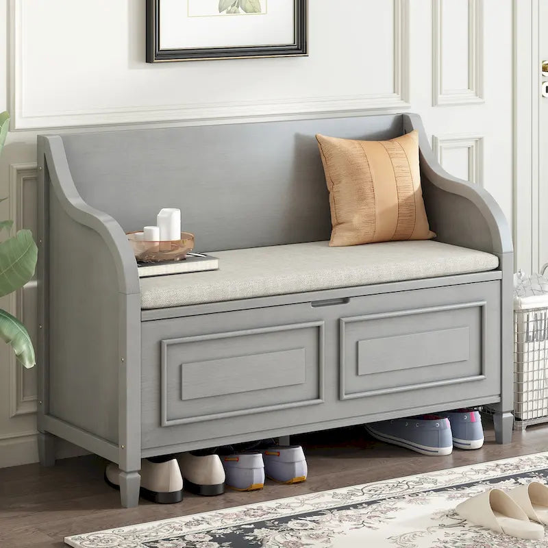 Entryway Storage Bench with Removable Cushion