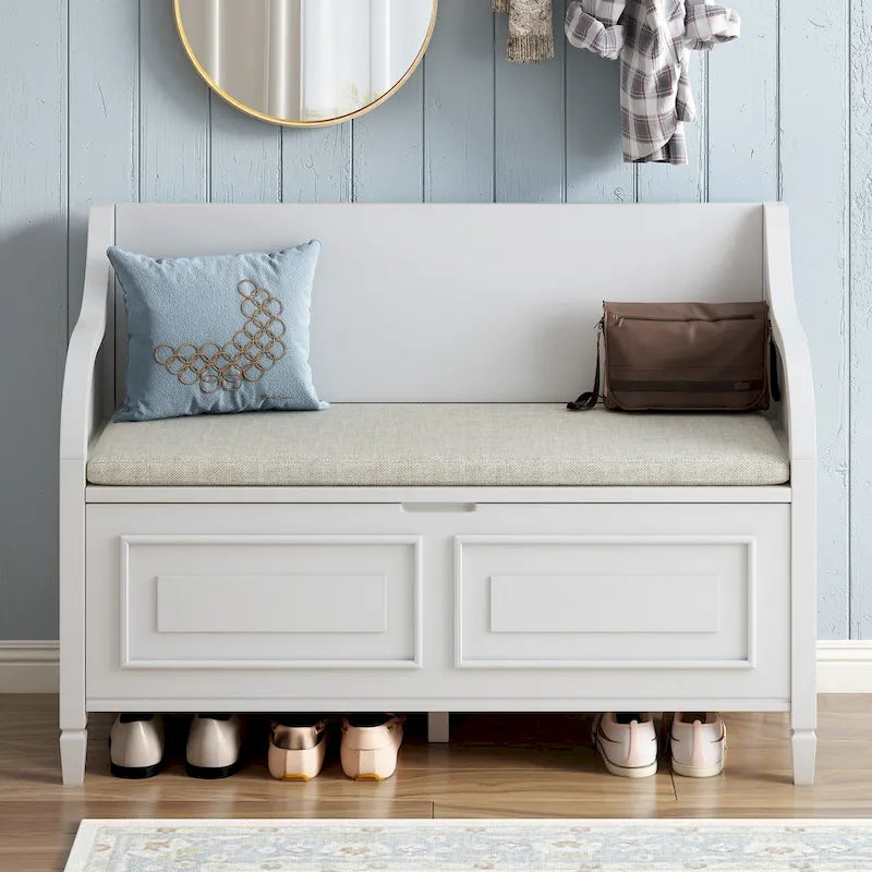 Entryway Storage Bench with Removable Cushion
