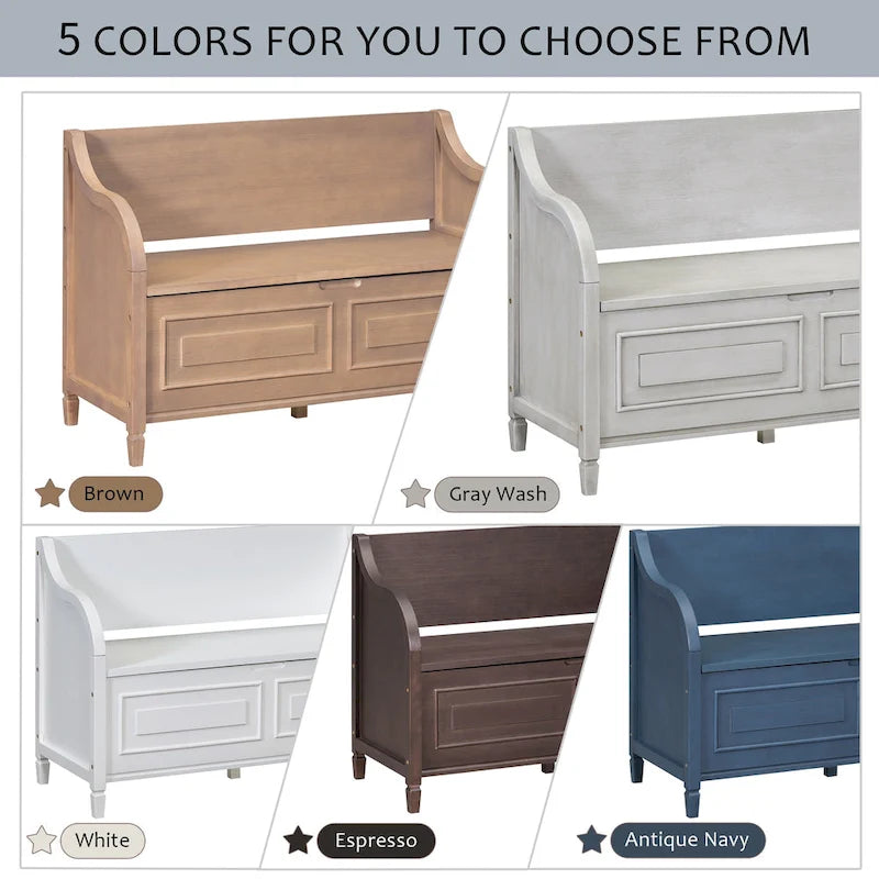 Entryway Storage Bench with Removable Cushion