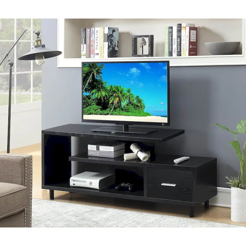 59-Inch TV Stand with One Drawer and Open Shelves