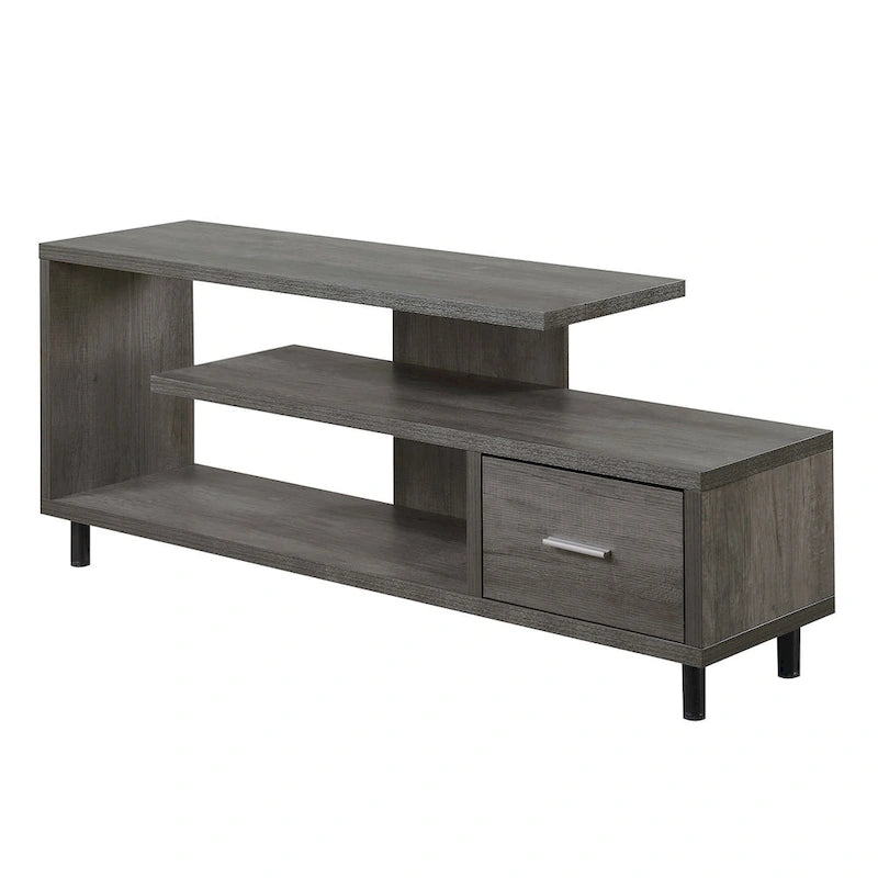 59-Inch TV Stand with One Drawer and Open Shelves