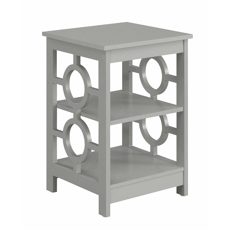 Table d’appoint avec trois étagères et découpes latérales circulaires