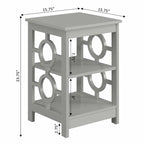 Table d’appoint avec trois étagères et découpes latérales circulaires
