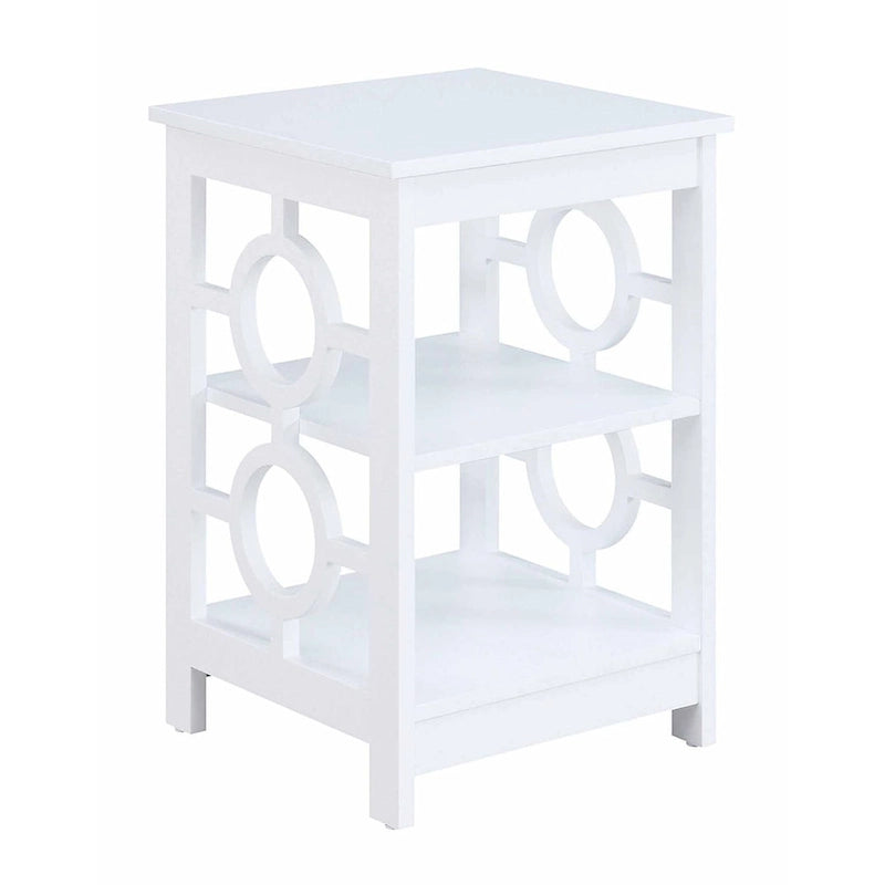 Table d’appoint avec trois étagères et découpes latérales circulaires