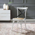Cross-Back Dining Chair with Rattan Seat