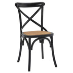 Cross-Back Dining Chair with Rattan Seat