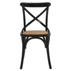 Cross-Back Dining Chair with Rattan Seat