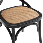 Cross-Back Dining Chair with Rattan Seat