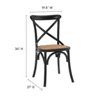 Cross-Back Dining Chair with Rattan Seat