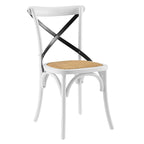 Cross-Back Dining Chair with Rattan Seat