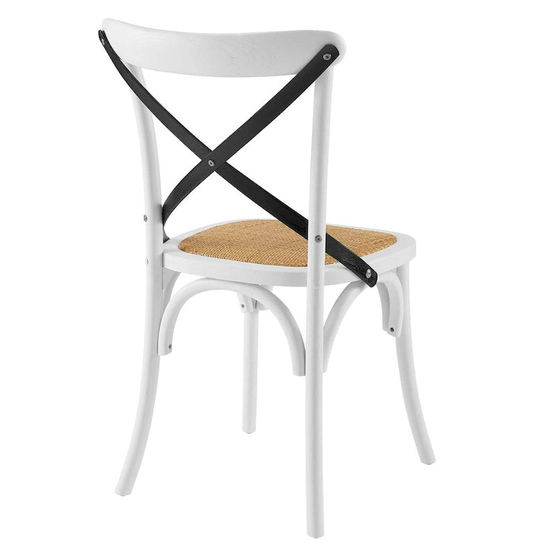 Cross-Back Dining Chair with Rattan Seat