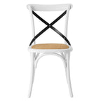 Cross-Back Dining Chair with Rattan Seat