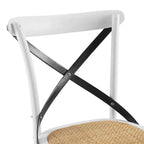 Cross-Back Dining Chair with Rattan Seat