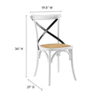Cross-Back Dining Chair with Rattan Seat