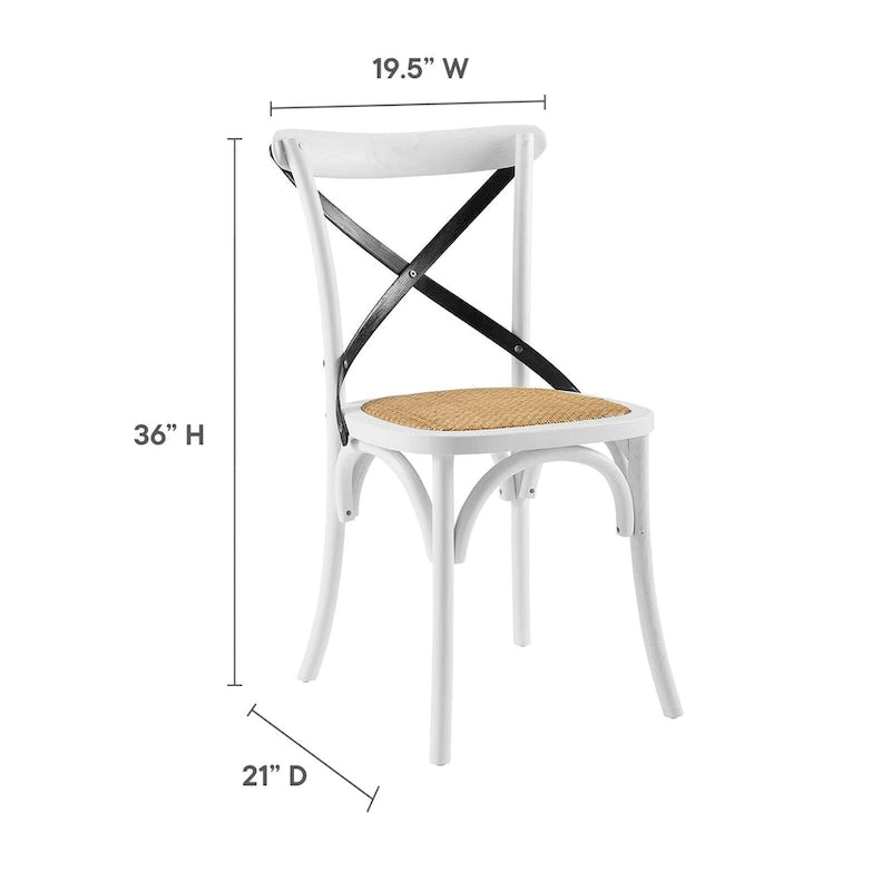 Cross-Back Dining Chair with Rattan Seat