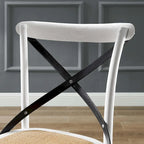 Cross-Back Dining Chair with Rattan Seat